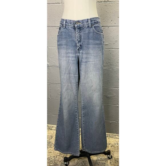 Vintage y2k Lo Rise Flare Jeans SZ 12 Light Med Wash Bell Bottom LG - Picture 7 of 10